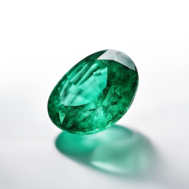 Photo a single emerald gemstone on white background