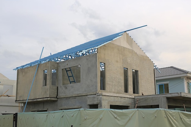 Single family house under construction Housing estate in Thailand