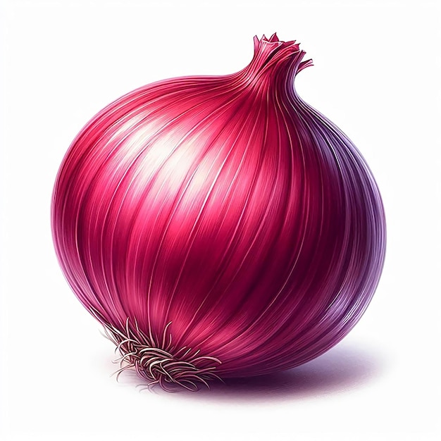 A single Fresh red onion on a white background