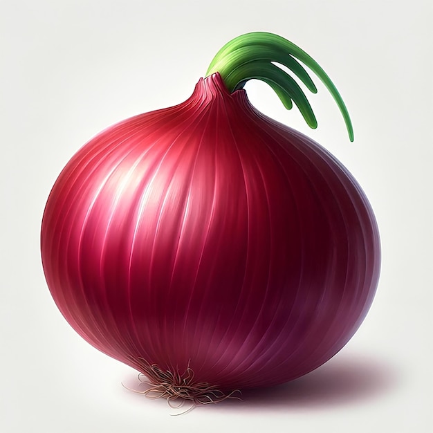 A single Fresh red onion on a white background