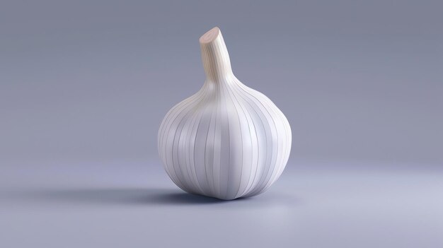 A single garlic bulb on a gray background