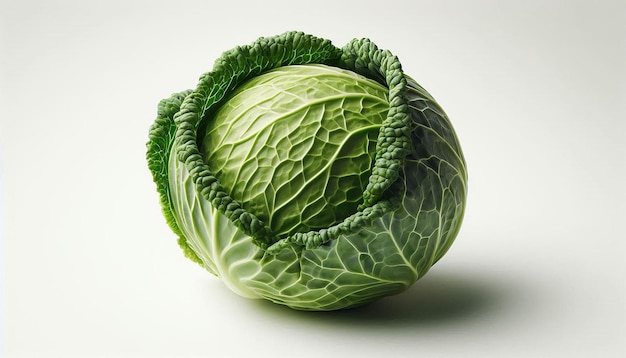 Single Green Cabbage On White Background