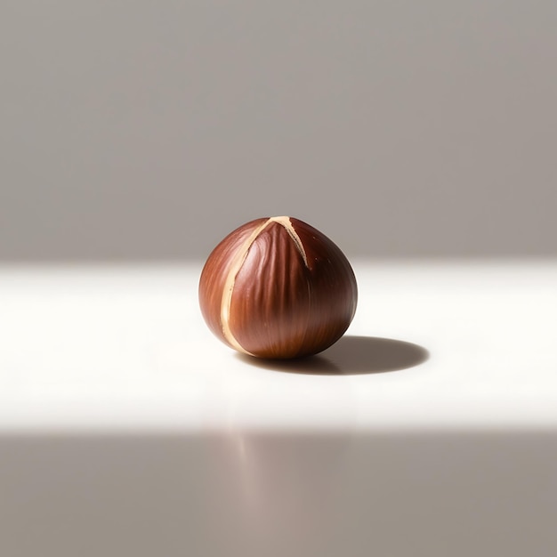 Single Hazelnut with White Background