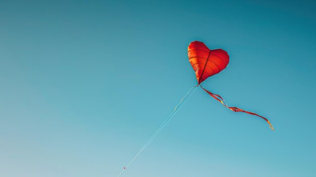 Photo single heart balloon ascending into the sky