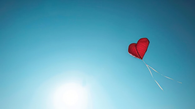 Photo single heart balloon ascending into the sky