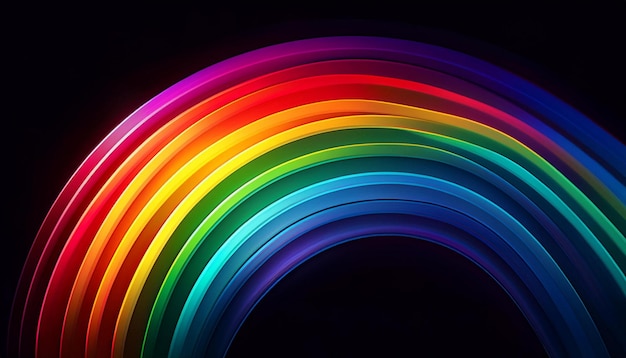 Photo single horizontal rainbow spectrum on a black background bold and vibrant color contrast