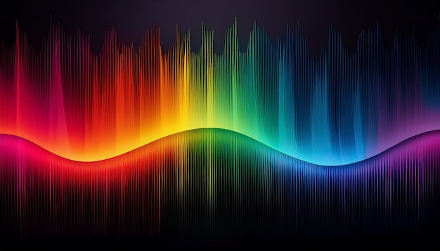 Photo single horizontal rainbow spectrum on a black background bold and vibrant color contrast