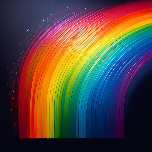 Photo single horizontal rainbow spectrum on a black background bold and vibrant color contrast