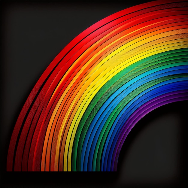 Photo single horizontal rainbow spectrum on a black background bold and vibrant color contrast