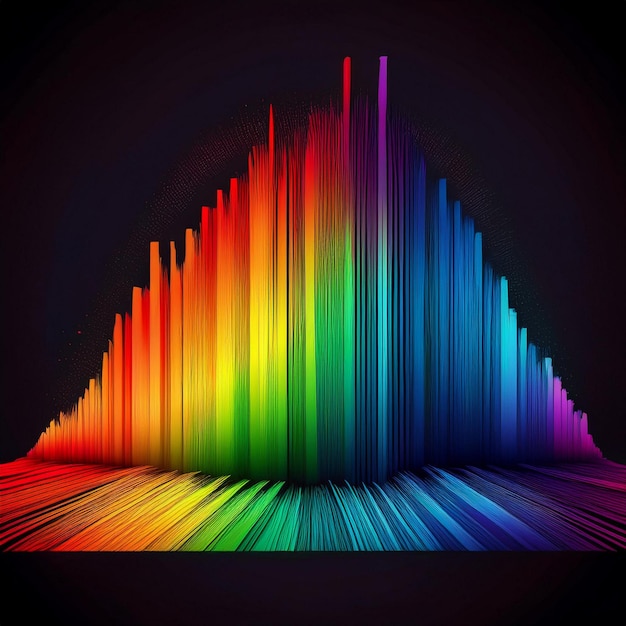 Photo single horizontal rainbow spectrum on a black background bold and vibrant color contrast