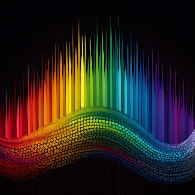 Photo single horizontal rainbow spectrum on a black background bold and vibrant color contrast