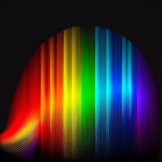 Photo single horizontal rainbow spectrum on a black background bold and vibrant color contrast