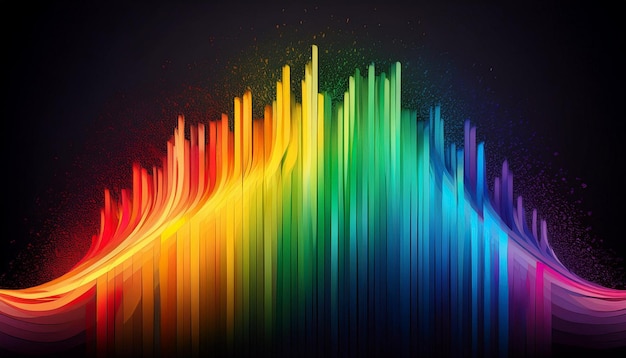 Photo single horizontal rainbow spectrum on a black background bold and vibrant color contrast