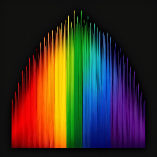 Photo single horizontal rainbow spectrum on a black background bold and vibrant color contrast