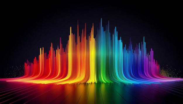 Photo single horizontal rainbow spectrum on a black background bold and vibrant color contrast