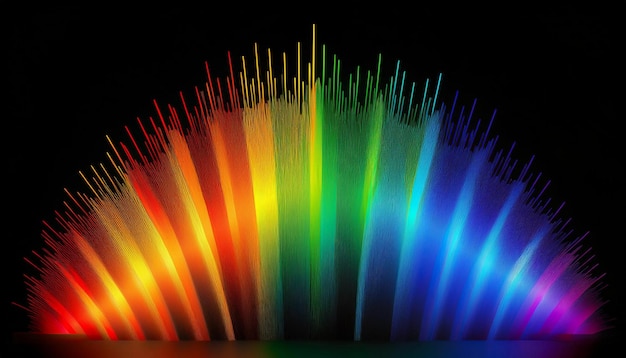 Single Horizontal Rainbow Spectrum on a Black Background Bold and Vibrant Color Contrast