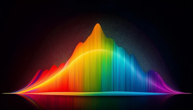 Photo single horizontal rainbow spectrum on a black background bold and vibrant color contrast