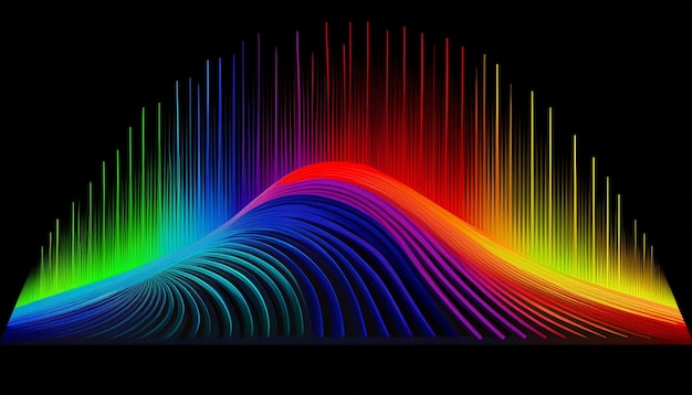 Photo single horizontal rainbow spectrum on a black background bold and vibrant color contrast