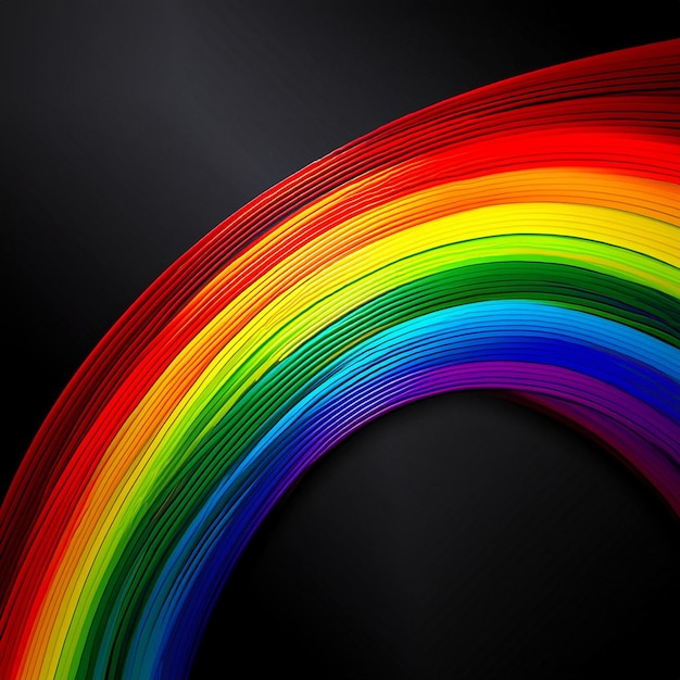 Photo single horizontal rainbow spectrum on a black background bold and vibrant color contrast