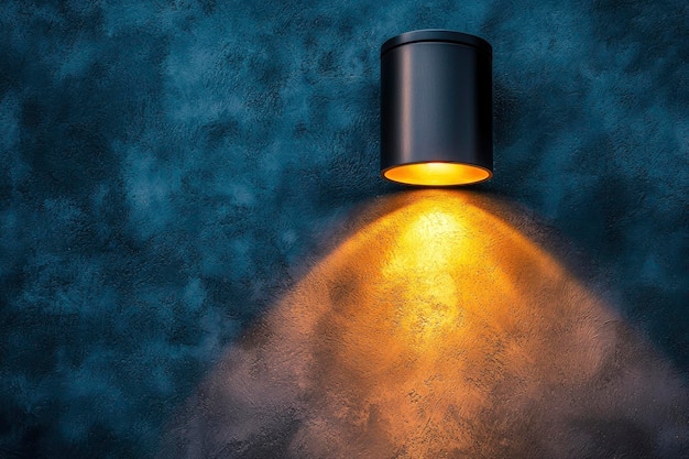 Photo a single light fixture illuminating a textured wall