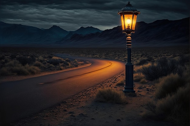 A single light pole conveying a promise for adventure