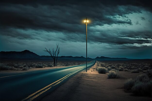 A single light pole conveying a promise for adventure