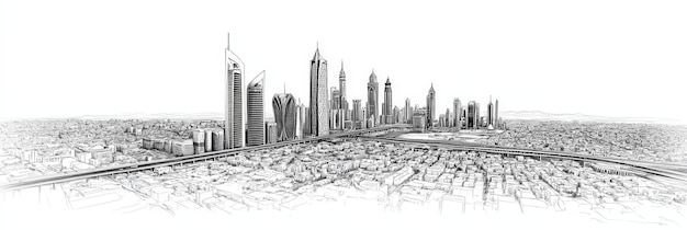 Single line art drawing of Riyadh skyline Saudi Arabia showcasing modern architecture urban