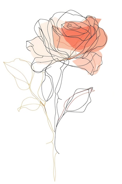 Single line drawing rose flowers art pattern sketch