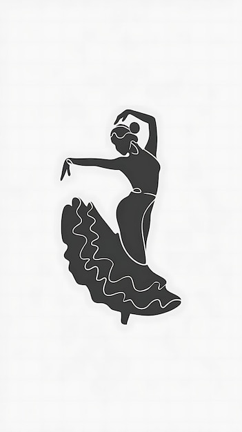 Photo a single line silhouette of a flamenco dancer drawn with elegant curves and fluidity