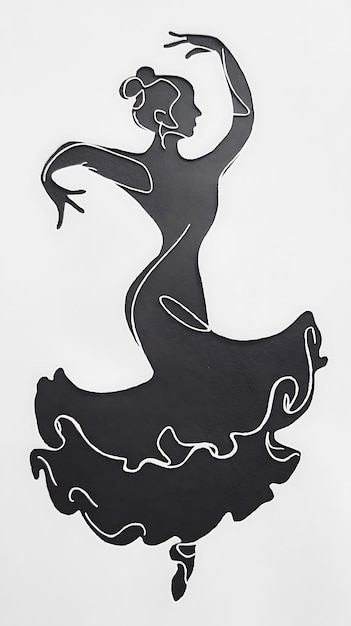 Photo a single line silhouette of a flamenco dancer drawn with elegant curves and fluidity