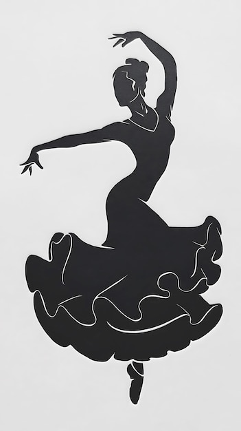 Photo a single line silhouette of a flamenco dancer drawn with elegant curves and fluidity