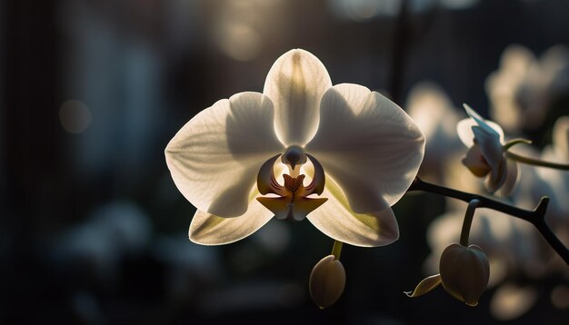 Single moth orchid blossom exudes elegance and beauty generated by artificial intelligence