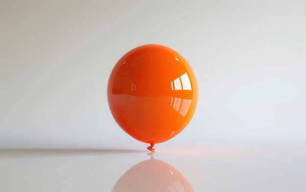 Single Orange Balloon Against White Background