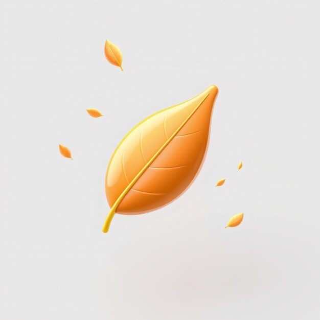 Photo a single orange leaf falling with several small leaves around it