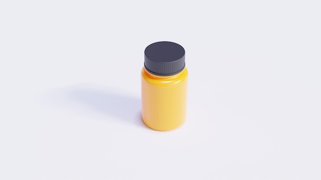 Single Orange Medicine Bottle With Black Cap