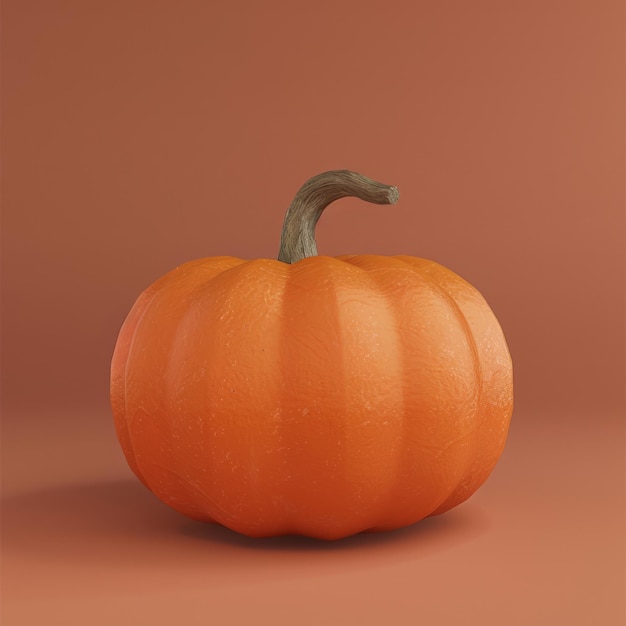 Photo single orange pumpkin on a brown background