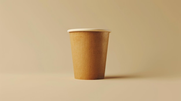 A single paper cup with a lid sits on a table ready for use