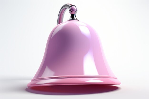 Photo single pastel pink notification bell with a shadow casting a gentle reflection generative ai