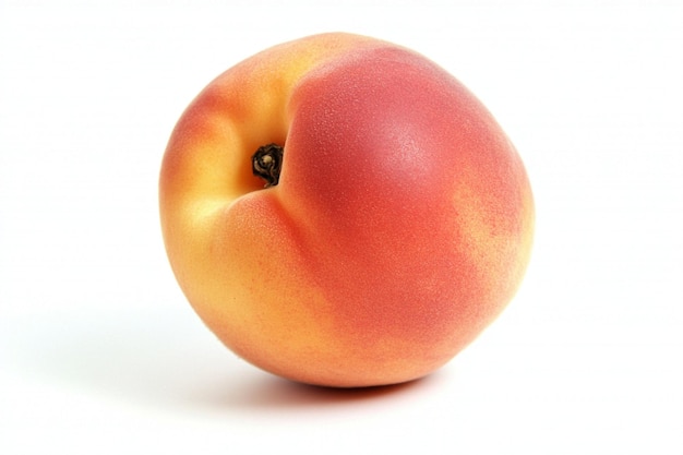 Photo single peach with a smooth even texture isolated on a white background