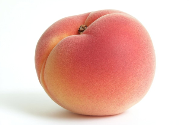 Photo single peach with a smooth even texture isolated on a white background