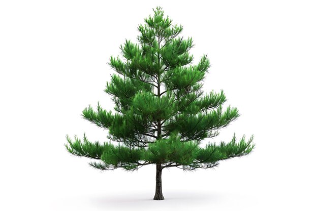 Single Pine Tree Isolated on White Background