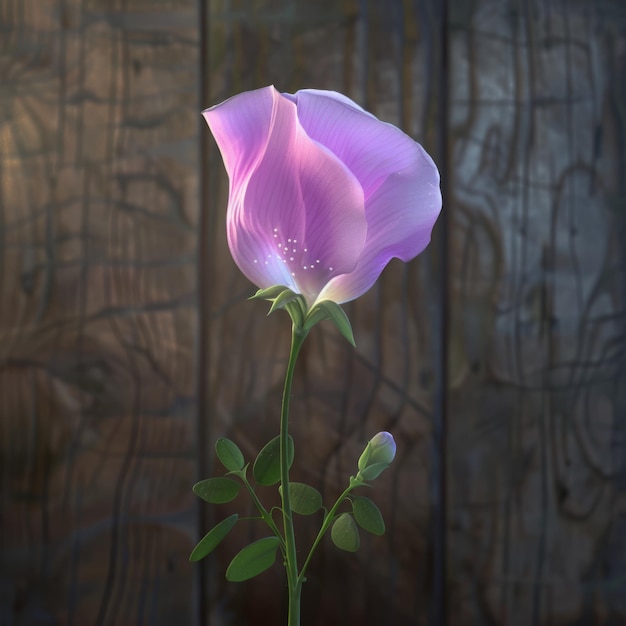 A single pink flower is the main focus of the image