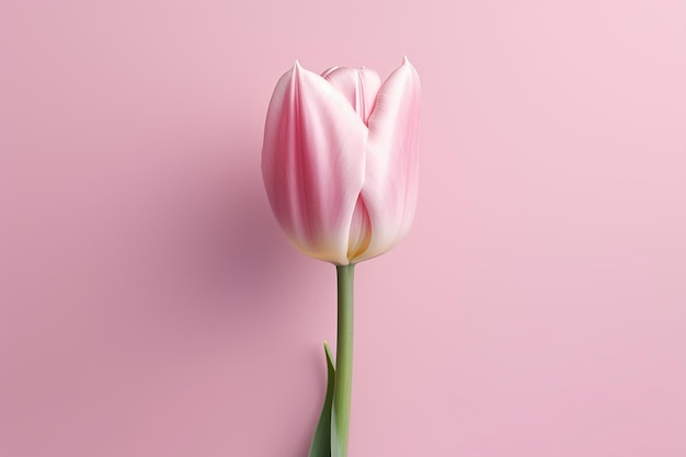 Single pink tulip flower