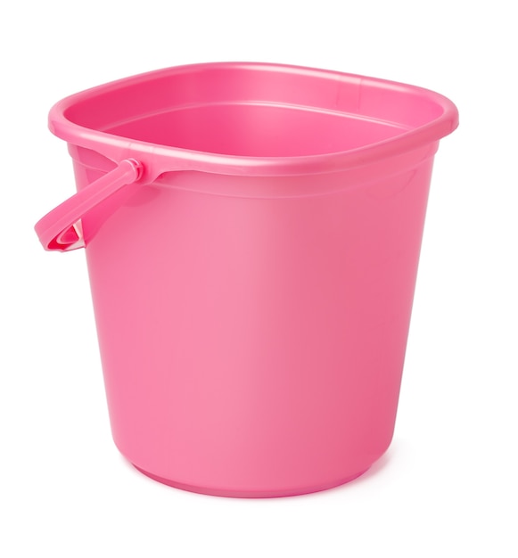 Single plastic bucket isolated on a white background