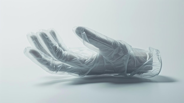 Photo a single plastic glove on white background