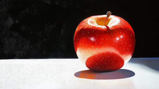 Photo a single red apple in a spotlight