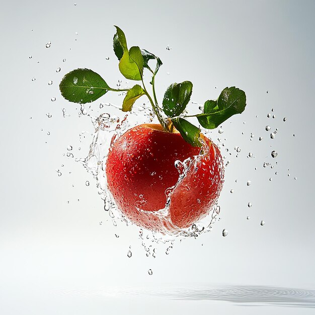 Photo single red cherry with dewdrop