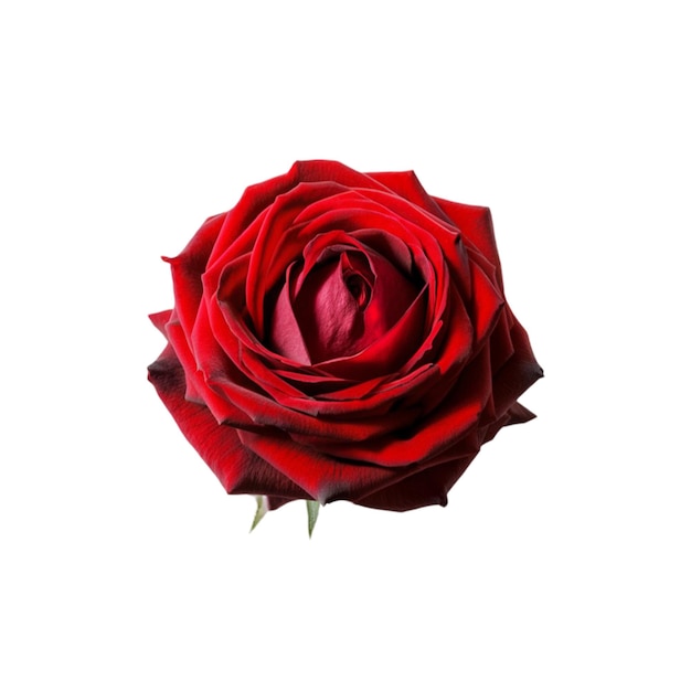 Single red rose in full bloom isolated on white background