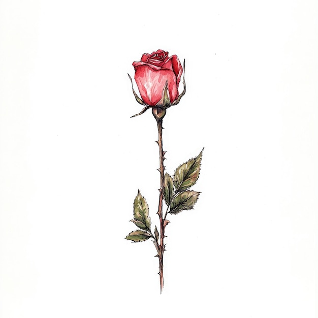 Photo single red rose illustration