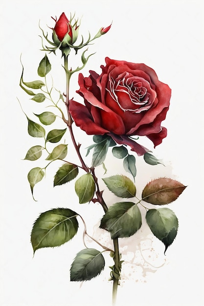 Single red rose on white background